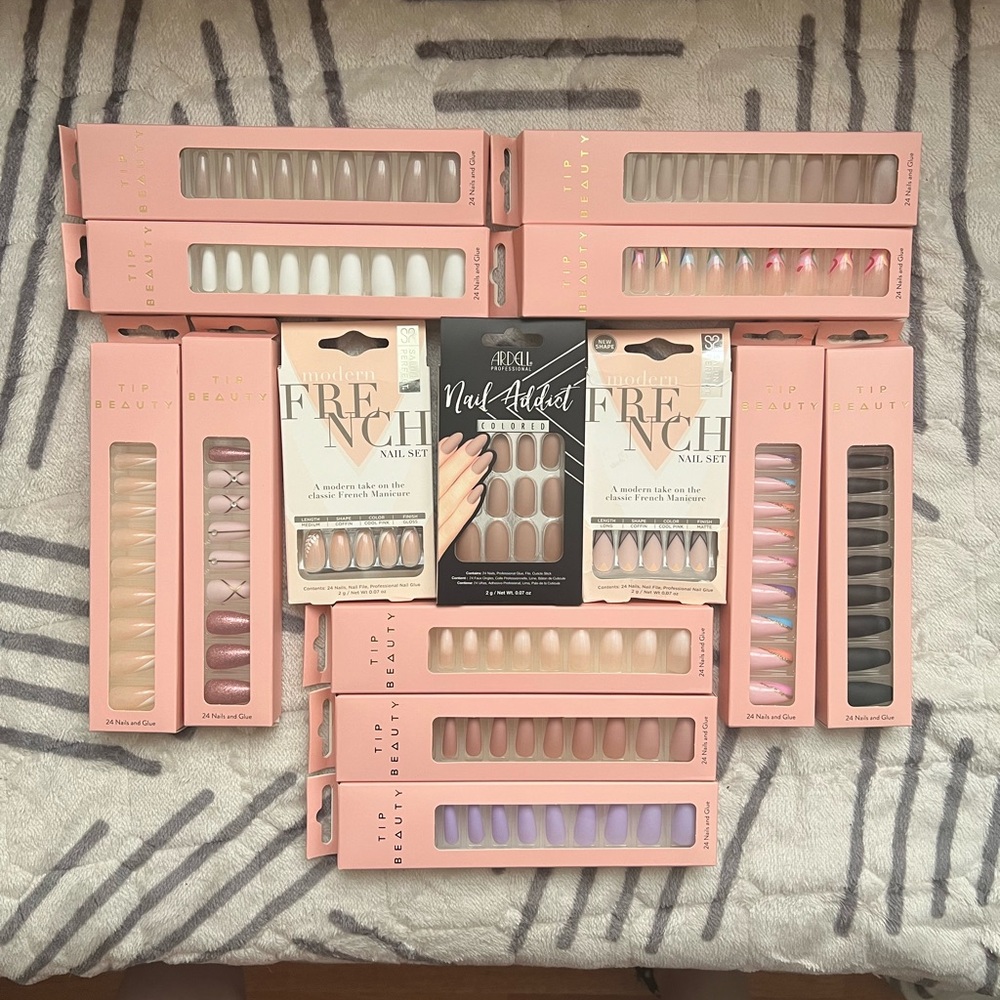Ardell Tip Beauty large fake press on nails assortment lot 14 pairs sets bundle